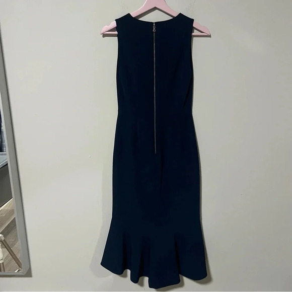 Alice + Olivia Blakesley Split Front Fit and Flare Dress Navy Blue Size 0 - Picture 5 of 12